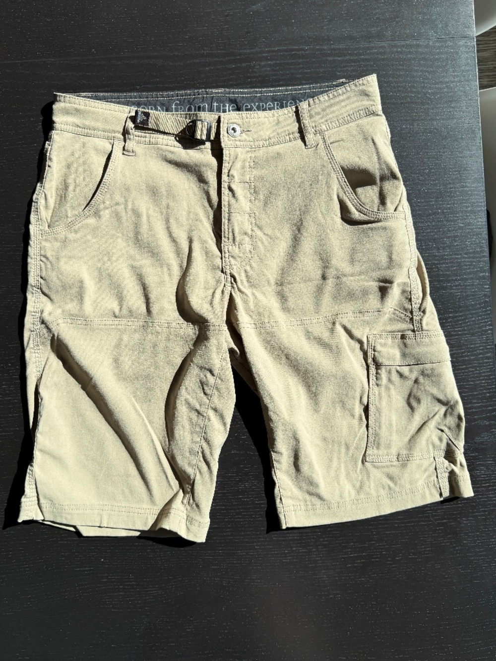 prAna Men’s 30x12 Khaki Cargo Hiking Shorts Stretch Outdoor Belt